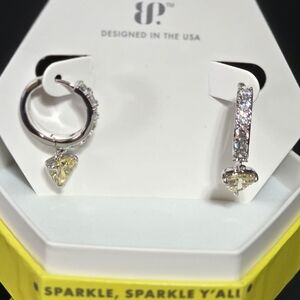 Elegant Silver, Lemon And CZ Earrings